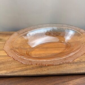Federal Glass Normandie Pink  Oval Vegetable Bowl Bouquet Lattice
